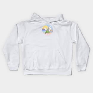 A Beloeved Pet Iguana Floats in Heavens Clouds Kids Hoodie